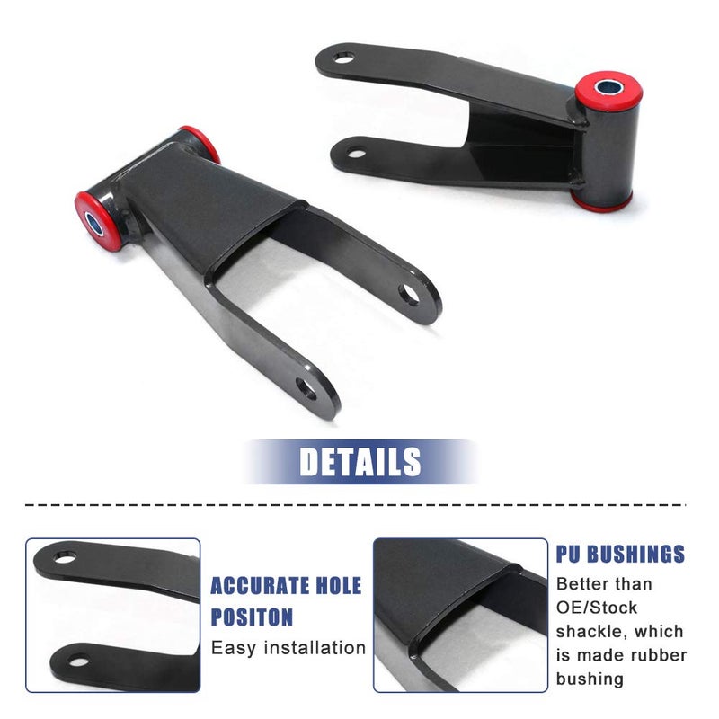 A ABIGAIL 2" Rear Drop Lowering Shackle Suspension Kit Compatible with 1988-1998 Chevy & GMC C1500/C2500 1988-2019 Silverado Sierra 1500 Replaces # 410520 - Image 3